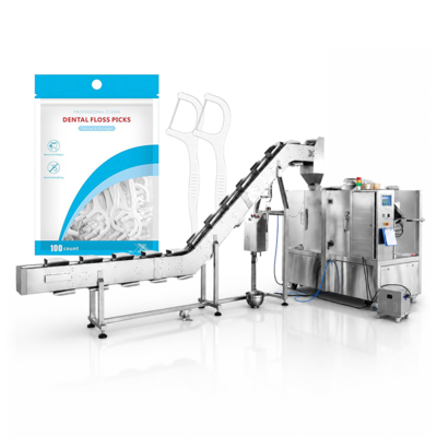 Dental floss packing machine line â 8 working stations