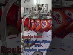 ডাবল হেড নজল ব্যাগ ভরাট এবং এক ব্যক্তির হ্যাং ব্যাগ সঙ্গে ক্যাপিং মেশিন